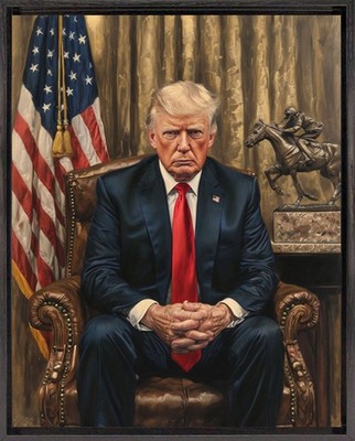 Donald Trump art print on Canvas in a black custom frame 16x20 
