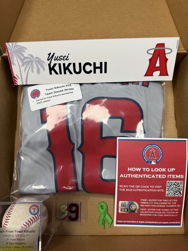 Yusei Kikuchi Los Angeles Angels Team Issued  Jersey Game Used Baseball. COA