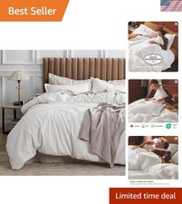 Cotton Duvet Cover Queen - 100 Cotton Waffle Weave Coconut White Duvet Cover...