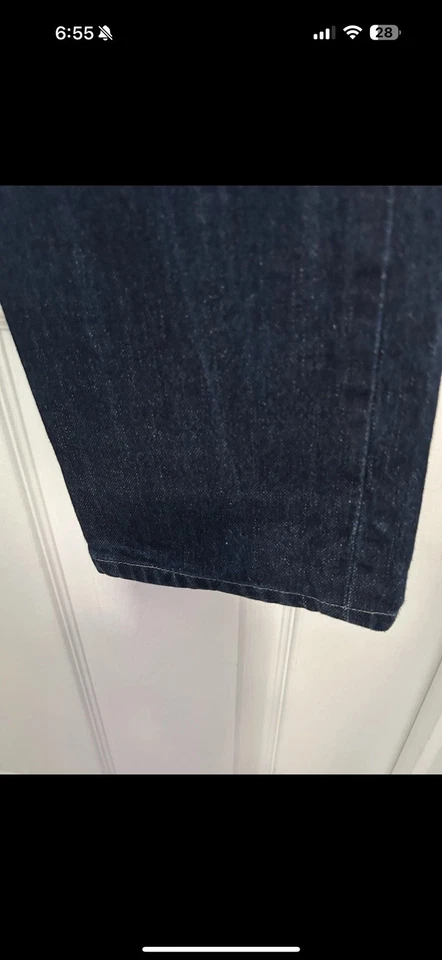 Pantalones de mezclilla crudos Naked & Famous Weird Guy ribete índigo oscuro botón mosca 34X30 Foto 4 de 4