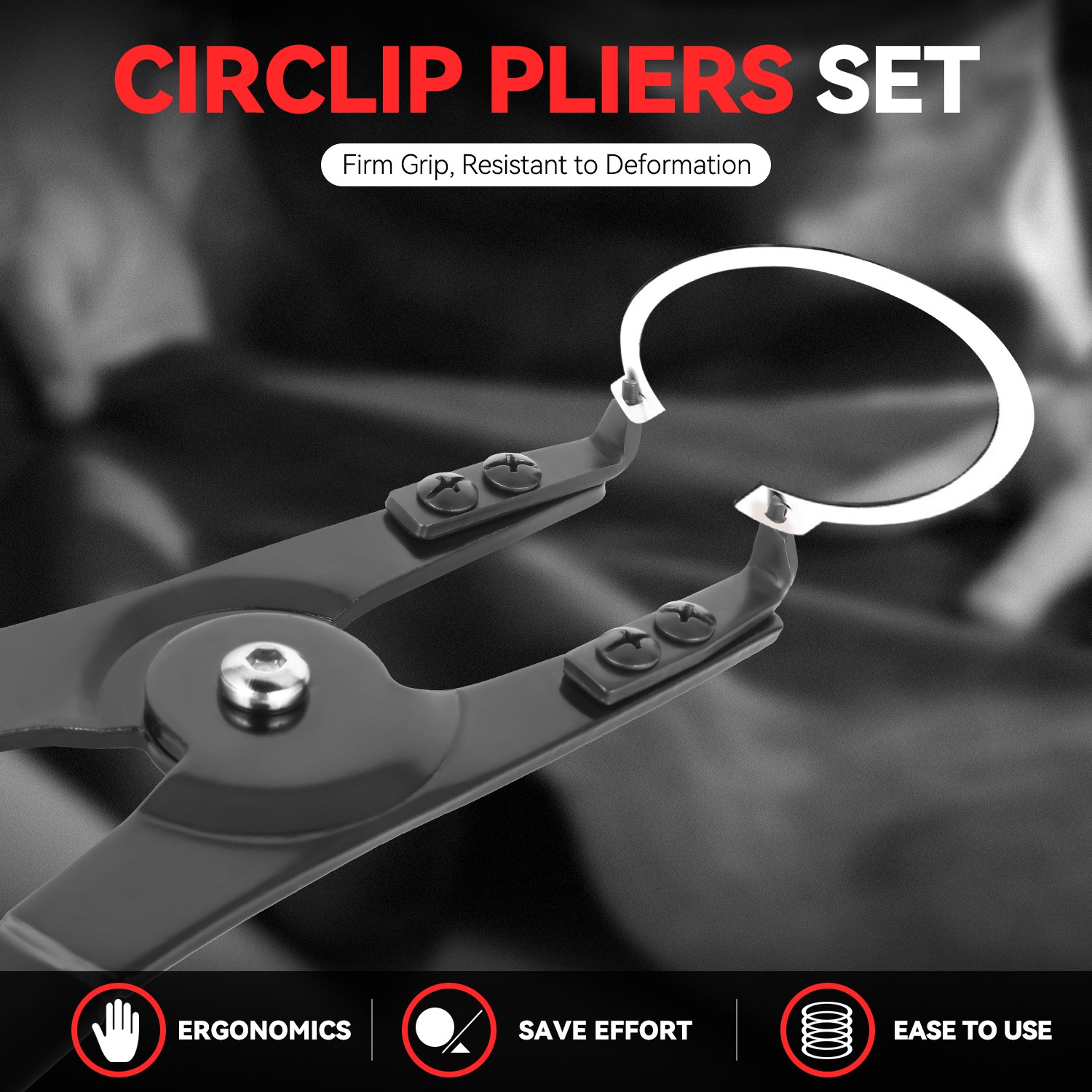 [2Pcs] 16" Circlip Plier Set Heavy Duty Internal External Snap Ring Pliers Kit