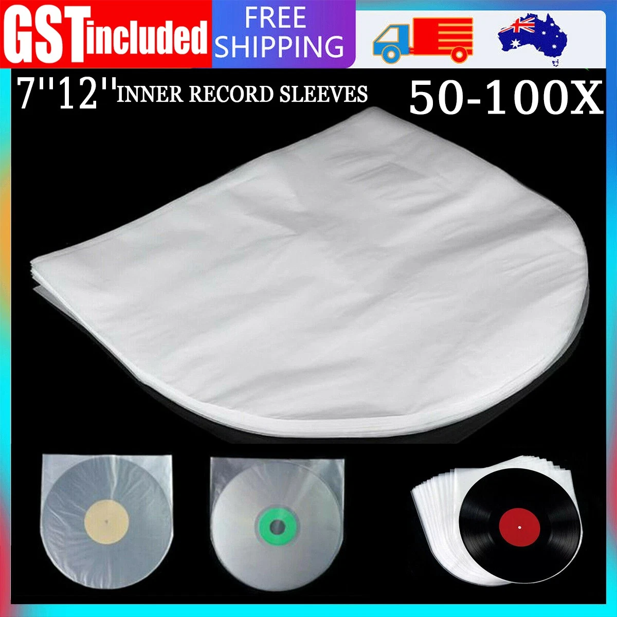 50-100X Sleeves Inner LP Music Durable 7" 12" Vinyl Record Plastic Record Cover