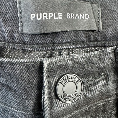 NWT Purple Brand P005 Slim Straight Mid Rise Black Waxed Jeans