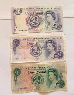 Isle of Man : vintage 3 X1 Pound Banknotes