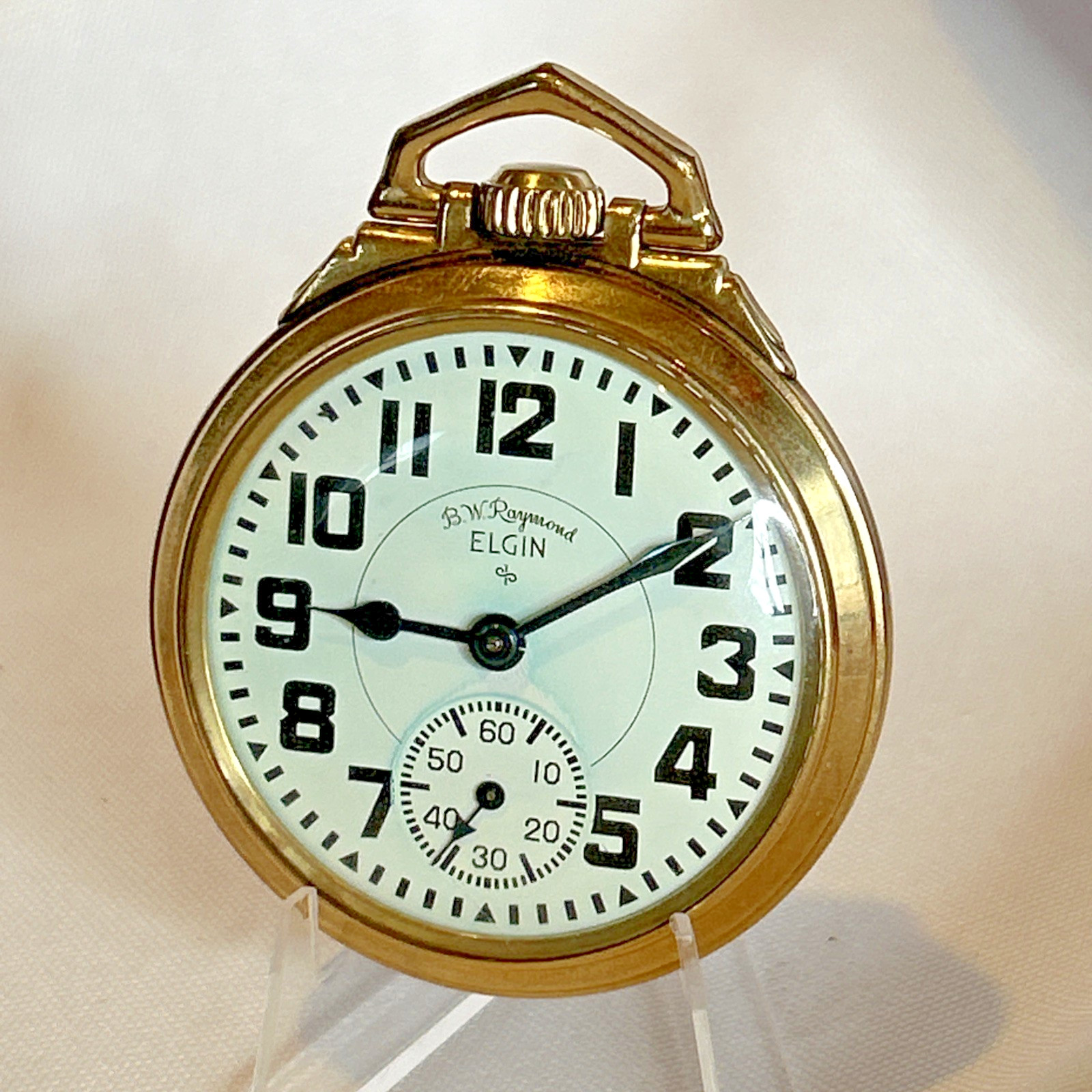 Elgin Railroad Grade 21J Pocket Watch I381877 10k GF 1954 Grade 571 BW Raymond