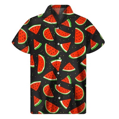 Herren Button Down Hemden Wassermelone Obst bedruckt Hawaii Tops Neuheit hässliches Geschenk
