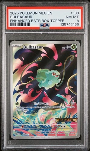 2025 POKEMON MEG EN-MEGA EVOLUTION ENHANCED BOOSTER BOX TOPPER BULBASAUR PSA 8