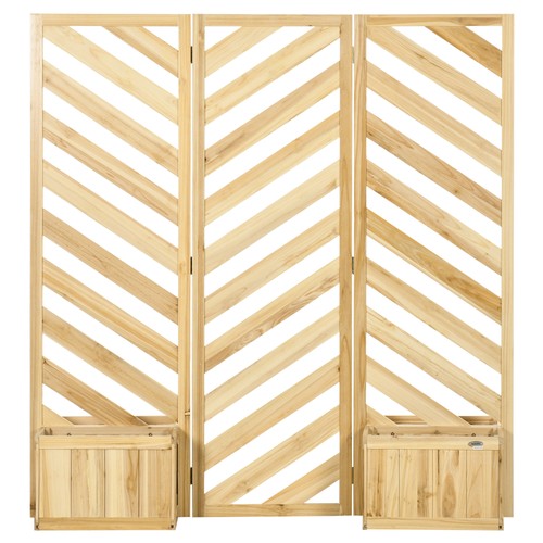 Outsunny Freestanding Privacy Screen with 4 Self-Draining Planters, Refurbished