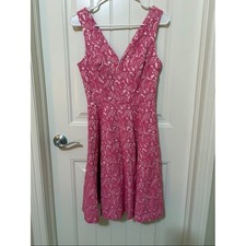 Maeve Anthropologie Classic V-Neck Pink Floral Fit  Flare Dress