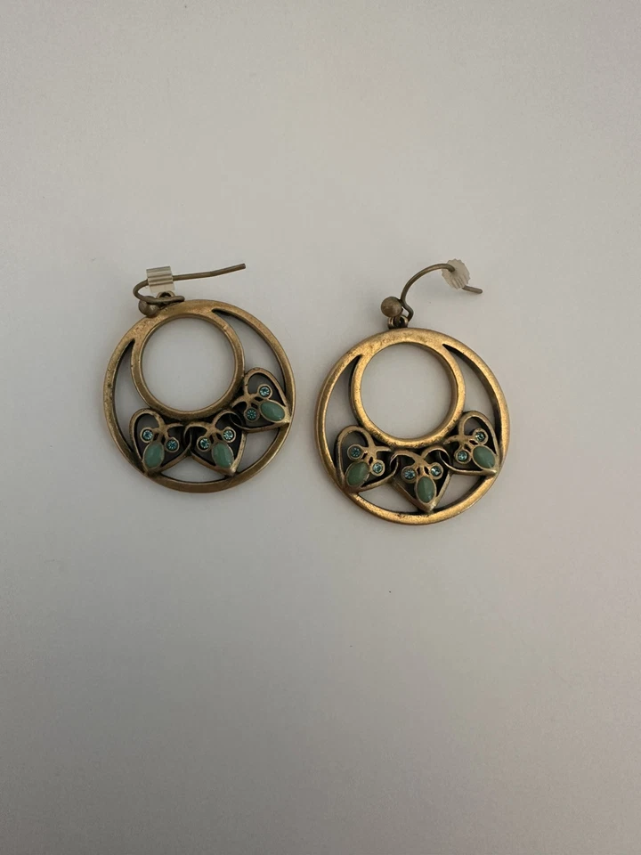 Various Brass Silver Tone Earrings With Multi Color Adornments Set Of 7 - Image 2 of 4