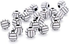 50Pcs Silicone Beads Acrylic Volleyball Bead, Big Hole Volleyball Beads Round...