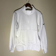 GOLF Nike 1/2 Zip Club Fleece Swoosh Sleeve Sweatshirt Men  s S White DX6718 NWT