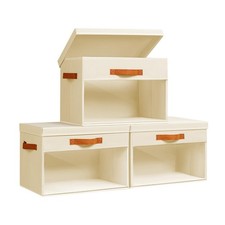 Homsorout Large Storage Bins with Lids - 3 Pack Foldable Decorative Organizer...