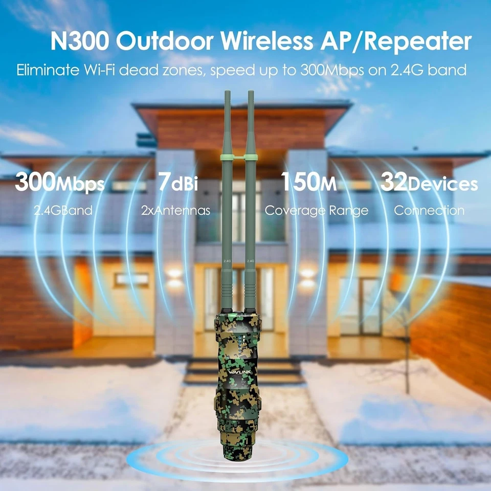 WAVLINK N300 Outdoor Wireless Access Point Greenwood, Weatherproof 300Mbps 2.4G - Image 2 of 4
