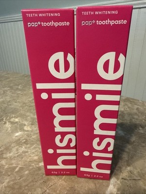 2 Hismile Toothpastes Pap+ Teeth Whitening NO SLS/FLUORIDE Free 2.2oz Ea Sealed