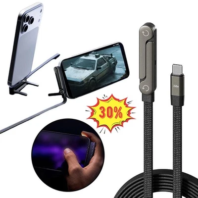 240w Fast Charging Foldable Bracket Data Cablewith Built-in Holder Black H O T