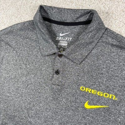 Nike Polo Shirt Mens Medium Grey Oregon Ducks Dri-FIT Short Sleeve Heathered