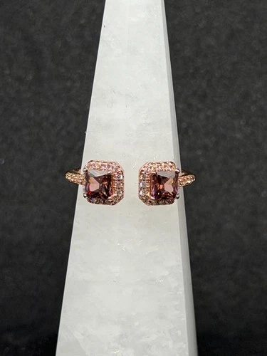 Bomb Party Ring Sz 10  "Crossroads Met" Rhodalite CZ on Rose Gold - product listing photo