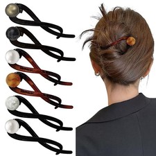 6Pcs Pearl French Twist Hair Pins, Banana French Pearl Hair Clips Elegant Fre...
