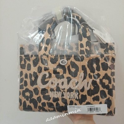 Coach Cargo Tote Bag 26 Crossbody With Leopard Print In Canva