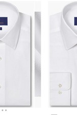 DAVID DONAHUE PLAIN WHITE SLIM FIT SHIRT 16.5 32/33 Lot of 2 YOU GET BOTH