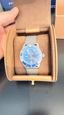 Breitling Superocean Heritage II AB2010 42mm Blue Dial Mesh Bracelet Box Papers
