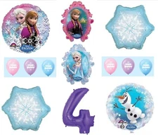 FROZEN Anna ELSA OLAF Snowman Snowflake 4th #4 (12) Birthday Party Balloons Set