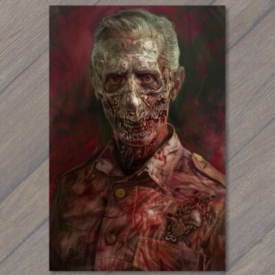 POSTCARD King Charles III Evil Royal Painting Reimagined England Red Scary Fun