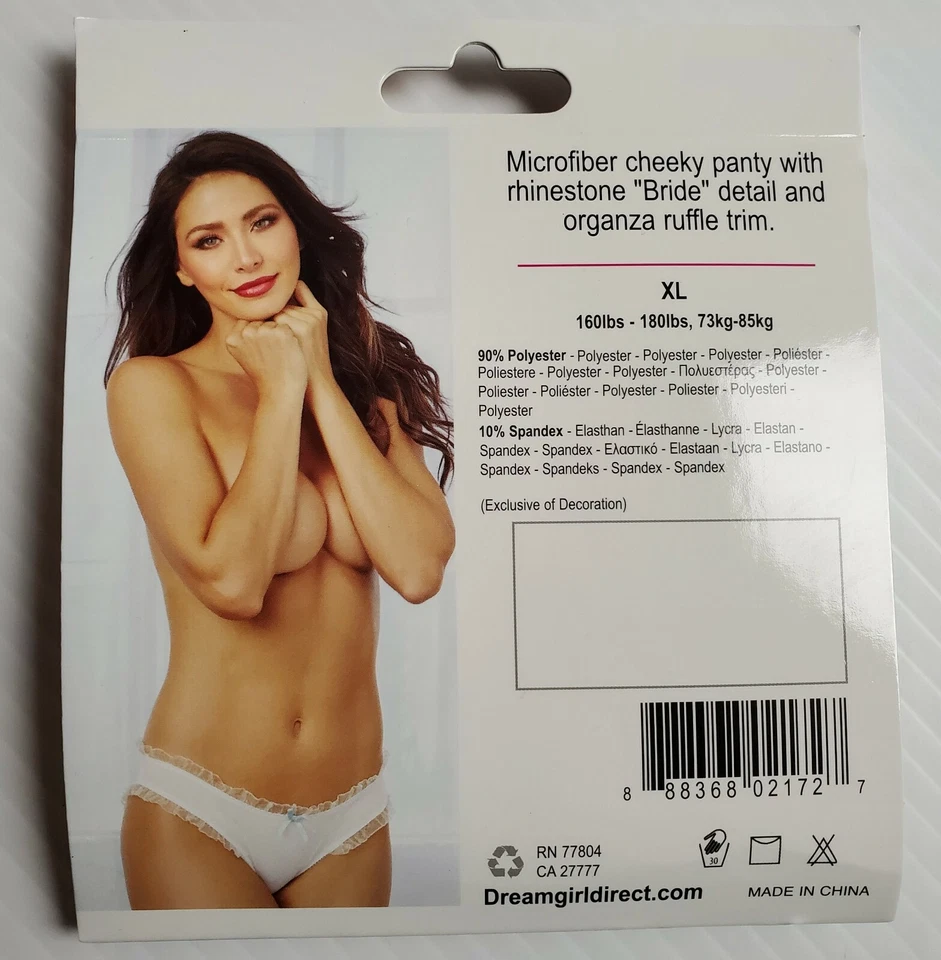 BRIDE PANTIES BY DREAMGIRL - WHITE SIZE XL NEW IN PACK: STYLE 1411  - Image 2 of 2