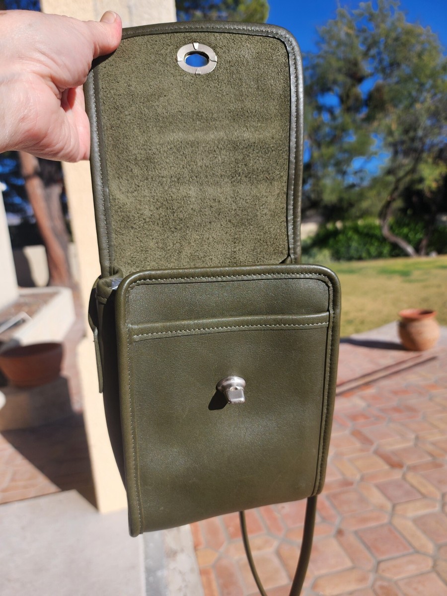 Vintage Coach Forest Green Leather NICKEL Hardware Scooter 9893