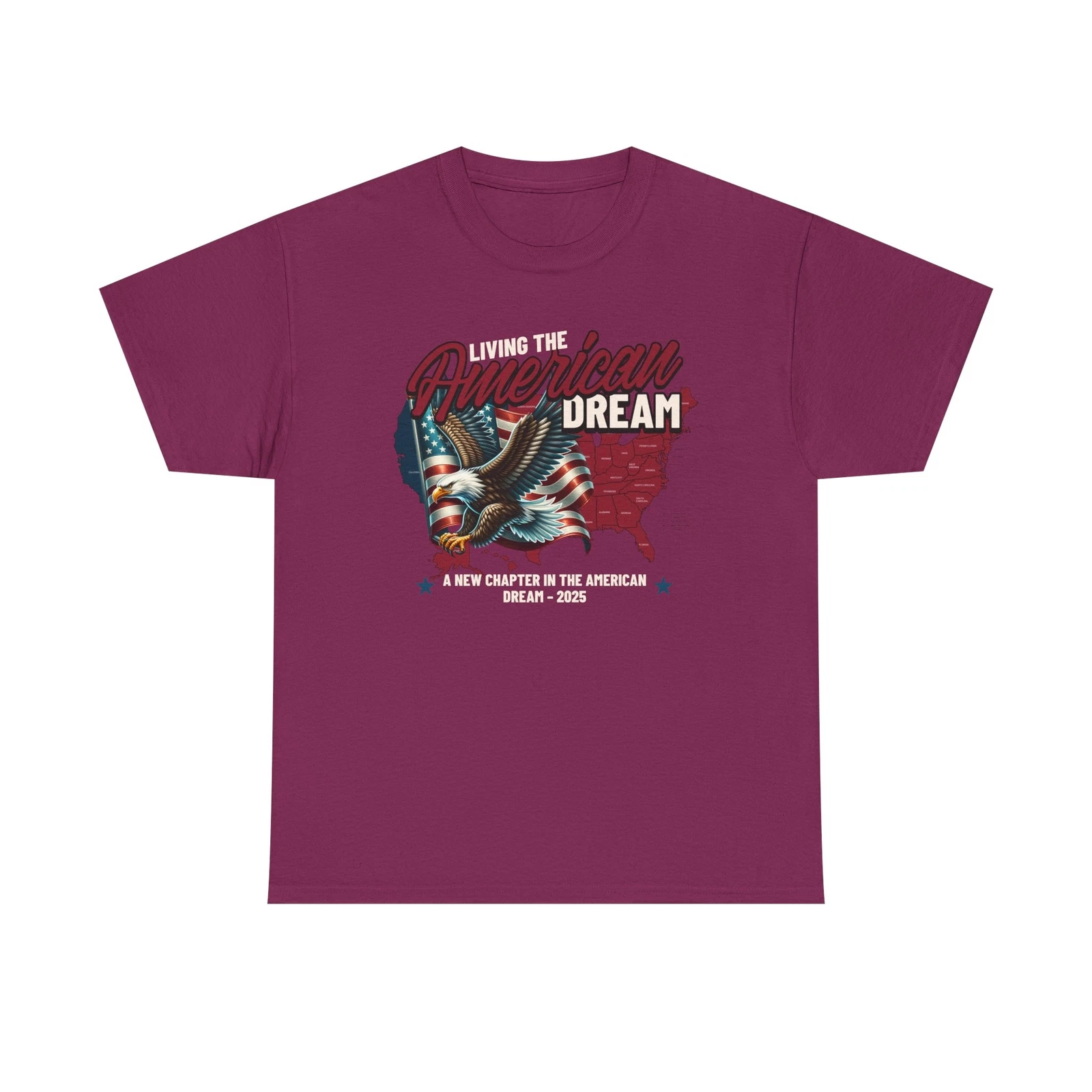 Patriotic USA Tee with US Map and Eagle Flag Graphic