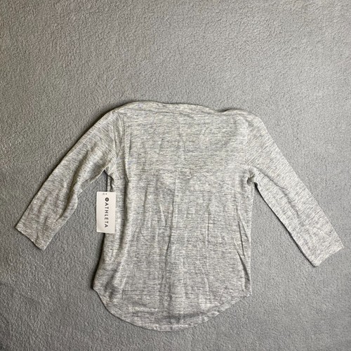 Athleta Zephyr Heathered Top Womens XXS Gray 3/4 Sleeves V-neck 100% Linen NWT - Picture 7 of 13