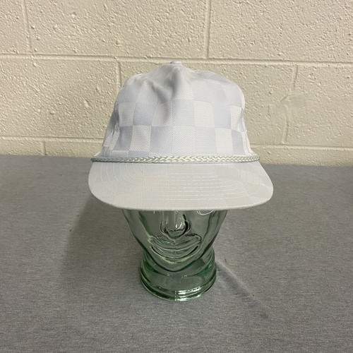 White BLANK Checkered Rope Trucker Hat Leather Strap eBay