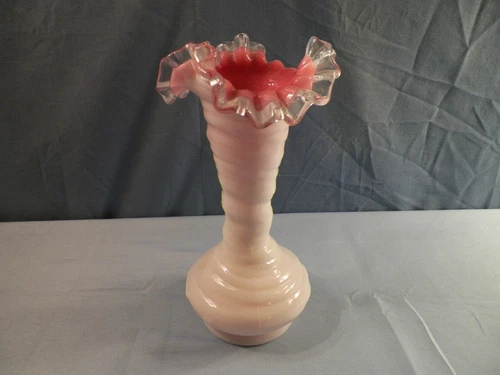 Fenton Milk Glass Peach Crest Vase 8 1/2" Tall