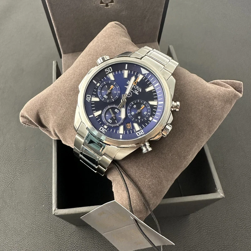Bulova Marine Star/96B256 Cronógrafo Esfera Azul 6S20/Reloj de Cuarzo Suizo 43MM Foto 4 de 4