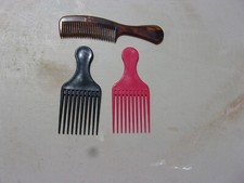 3 Goody Hair Pick Comb Lot Black Burgandy Brown USA