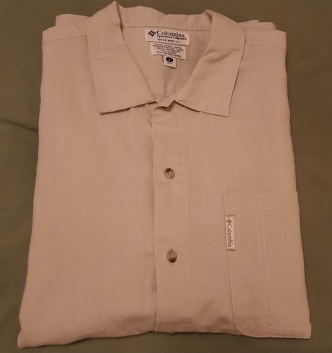Columbia Vintage Shirt Herren Größe Large kurzärmeliges Hemd einfarbig khaki - Bild 8 von 15