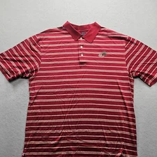 Pine Needles Oxford Golf Men's XL Red Stripe Short Sleeve Polo Shirt