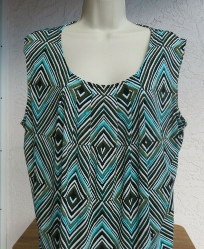 Jones Studio Women's Multicolor Diamond Pattern Sleeveless Pullover Top Size 1X - Picture 3 of 6
