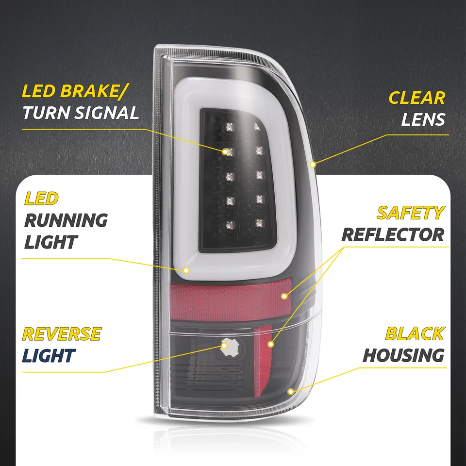 Black LED Tube Tail Lights Lamps For Ford F250 F350 F450 SD SuperDuty 2008-2016 - Image 4 of 4