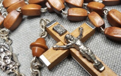 VINTAGE Rosary wood long beads Catholic Christian G59 | eBay