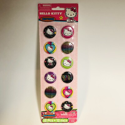NEW Hello Kitty 12 Colorful Buttons Pins Macarons Sanrio 2013 DesignWare Amscan