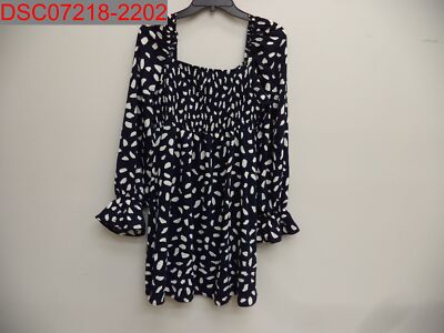 NWOT- In the Style Navy Polka Dot Long Sleeve Square Neck Dress, Size 12 US/16UK