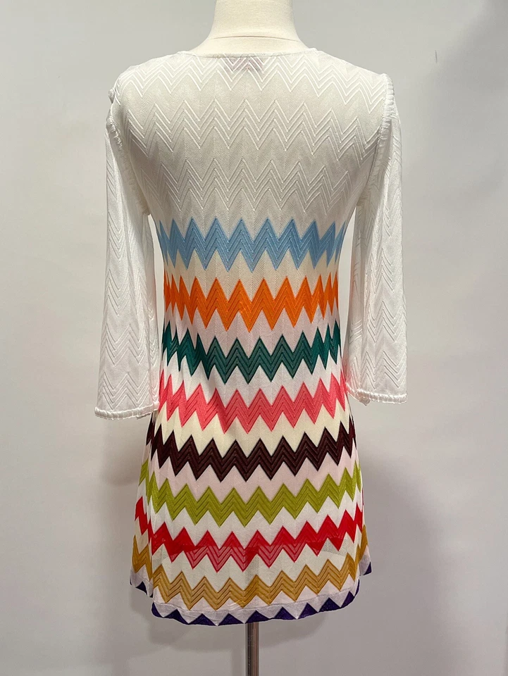 MISSONI MARE White Multicolored Chevron Knit Coverup Tunic Dress IT 38 US 2 - Image 4 of 4