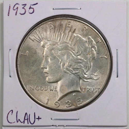 1935 $1 Peace Silver Dollar in Choice AU+ Condition #5035