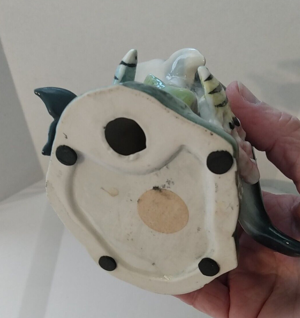 Dolphins Zebra fish Swimming Around Sea Grass on Coral Reef Ceramic Figurine