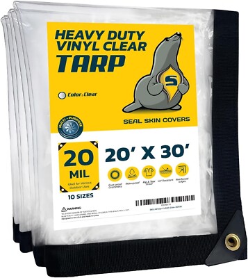 Seal Skin Clear Tarps 20 mil Heavy Duty Waterproof Transparent Vinyl Tarpaulin