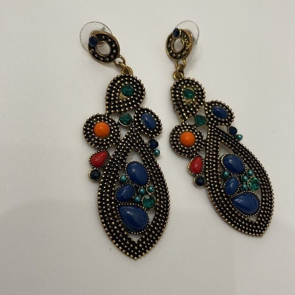 Big dangling statement  beaded earrings - image 2