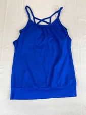 Womens Athletic Top With Built In Sports Bra Blue and Black Sports Breathable