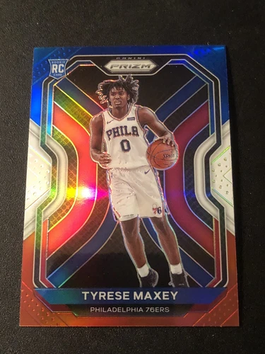 2020-21 Panini Prizm Red White & Blue Prizm Tyrese Maxey #256 Rookie RC